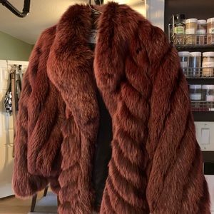 Vintage burgundy fox fur coat